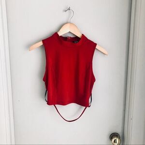 Striking Christmas Red Strappy Back Crop Top